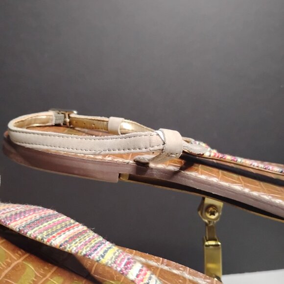 Sam Edelman Vegan Almond Woven Sand Gigi Thong Ankle Strap Sandals Size 9 1/2 - Picture 6 of 14